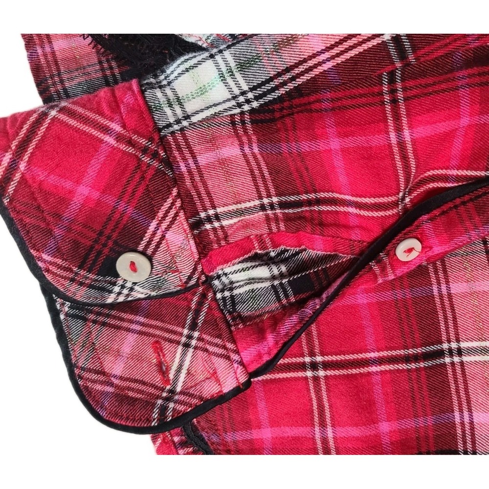 Victoria's Secret Red Plaid Flannel Sleep Shirt Nightshirt Women's XS Long - Picture 6 of 10